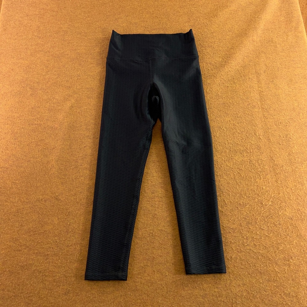 So Miami Womens L/XL Black Honeycomb Textured High Waisted Leggings New